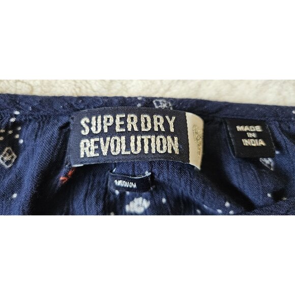 Superdry Revolution Ladies Navy Summer Off Shoulder Top Size Medium 8 - Picture 4 of 10